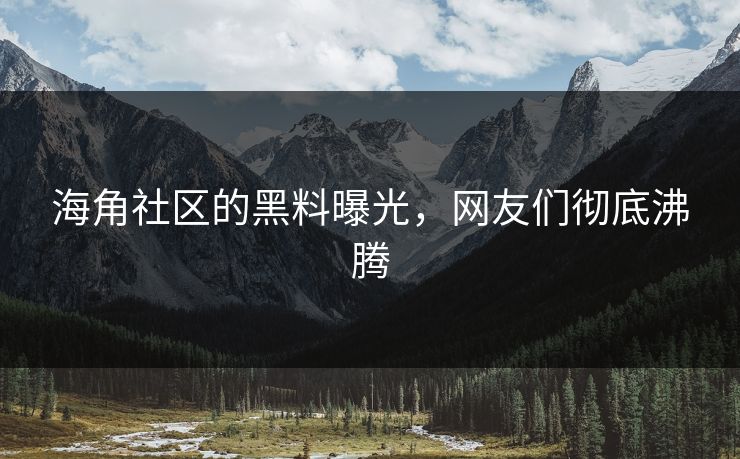 海角社区的黑料曝光,网友们彻底沸腾