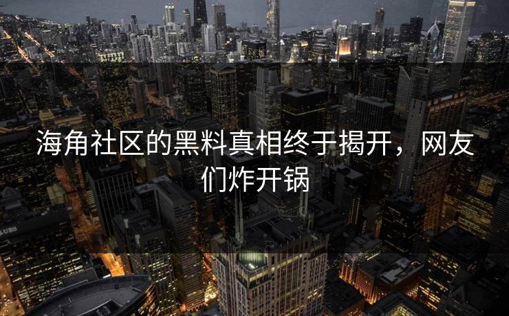 海角社区的黑料真相终于揭开，网友们炸开锅