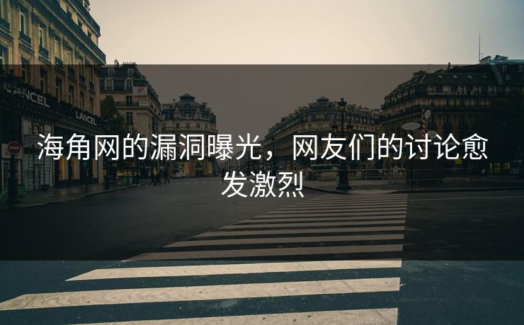 海角网的漏洞曝光，网友们的讨论愈发激烈