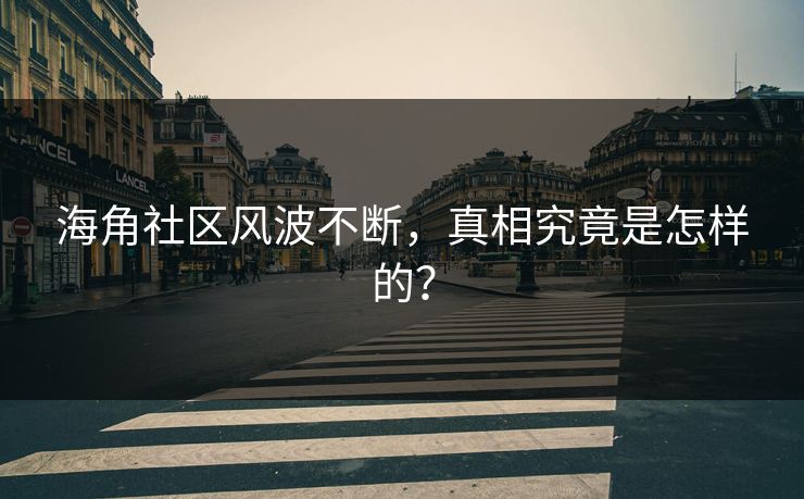 海角社区风波不断,真相究竟是怎样的?
