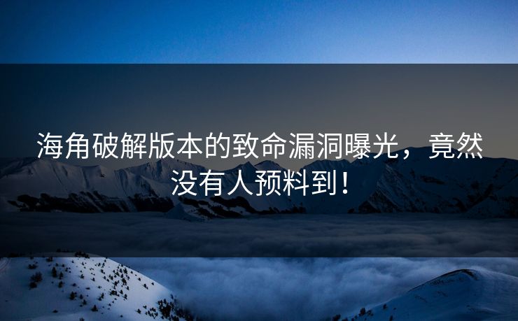海角破解版本的致命漏洞曝光，竟然没有人预料到！