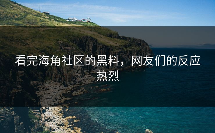 看完海角社区的黑料，网友们的反应热烈