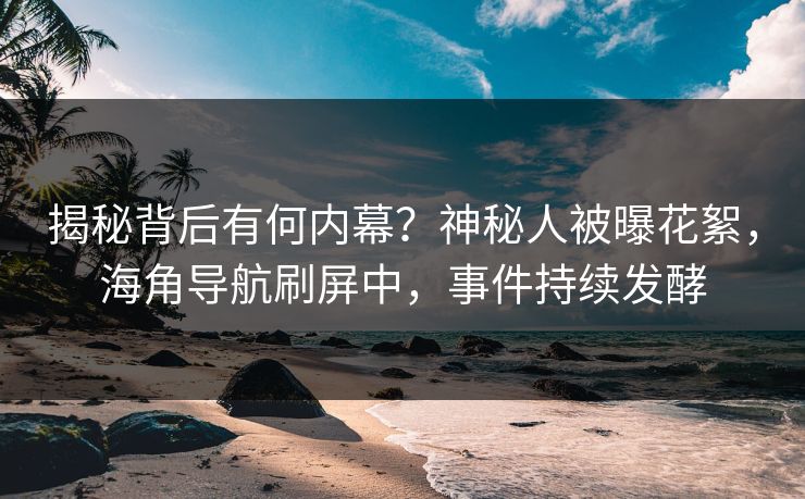 揭秘背后有何内幕？神秘人被曝花絮，海角导航刷屏中，事件持续发酵