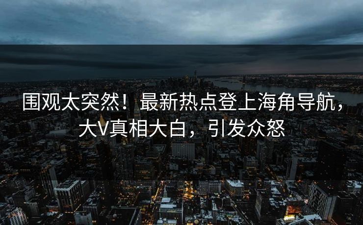 围观太突然！最新热点登上海角导航，大V真相大白，引发众怒