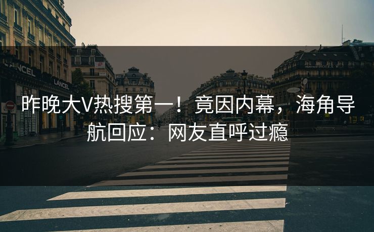 昨晚大V热搜第一！竟因内幕，海角导航回应：网友直呼过瘾