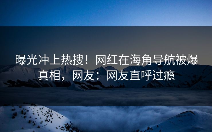 曝光冲上热搜！网红在海角导航被爆真相，网友：网友直呼过瘾