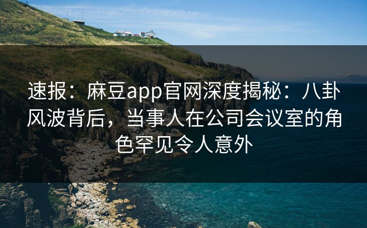 速报：麻豆app官网深度揭秘：八卦风波背后，当事人在公司会议室的角色罕见令人意外